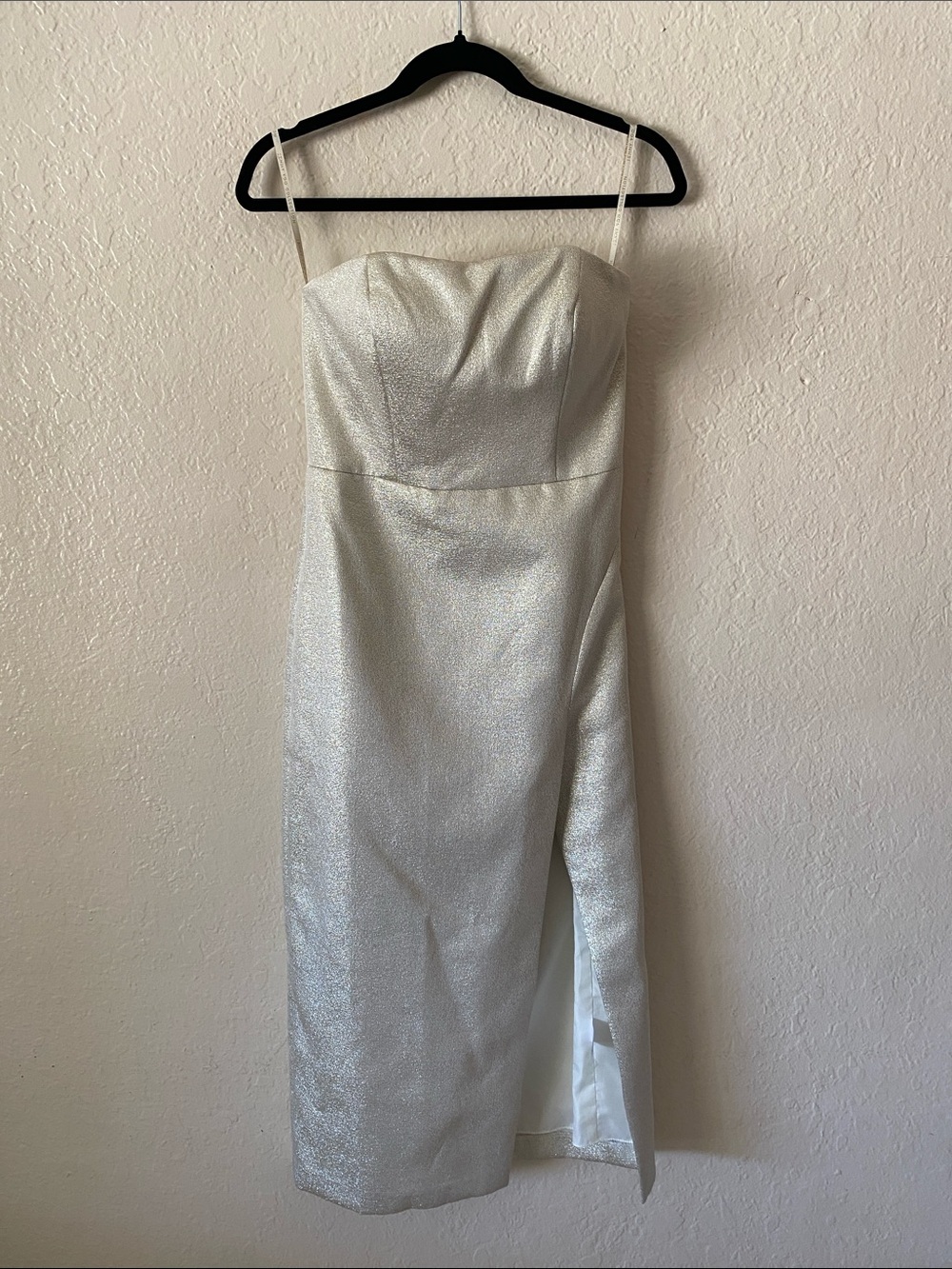 Jenny Yoo Strapless Metallic Gold Midi Dress Size 6 Wedding Guest NWT Elegant - Picture 6 of 10